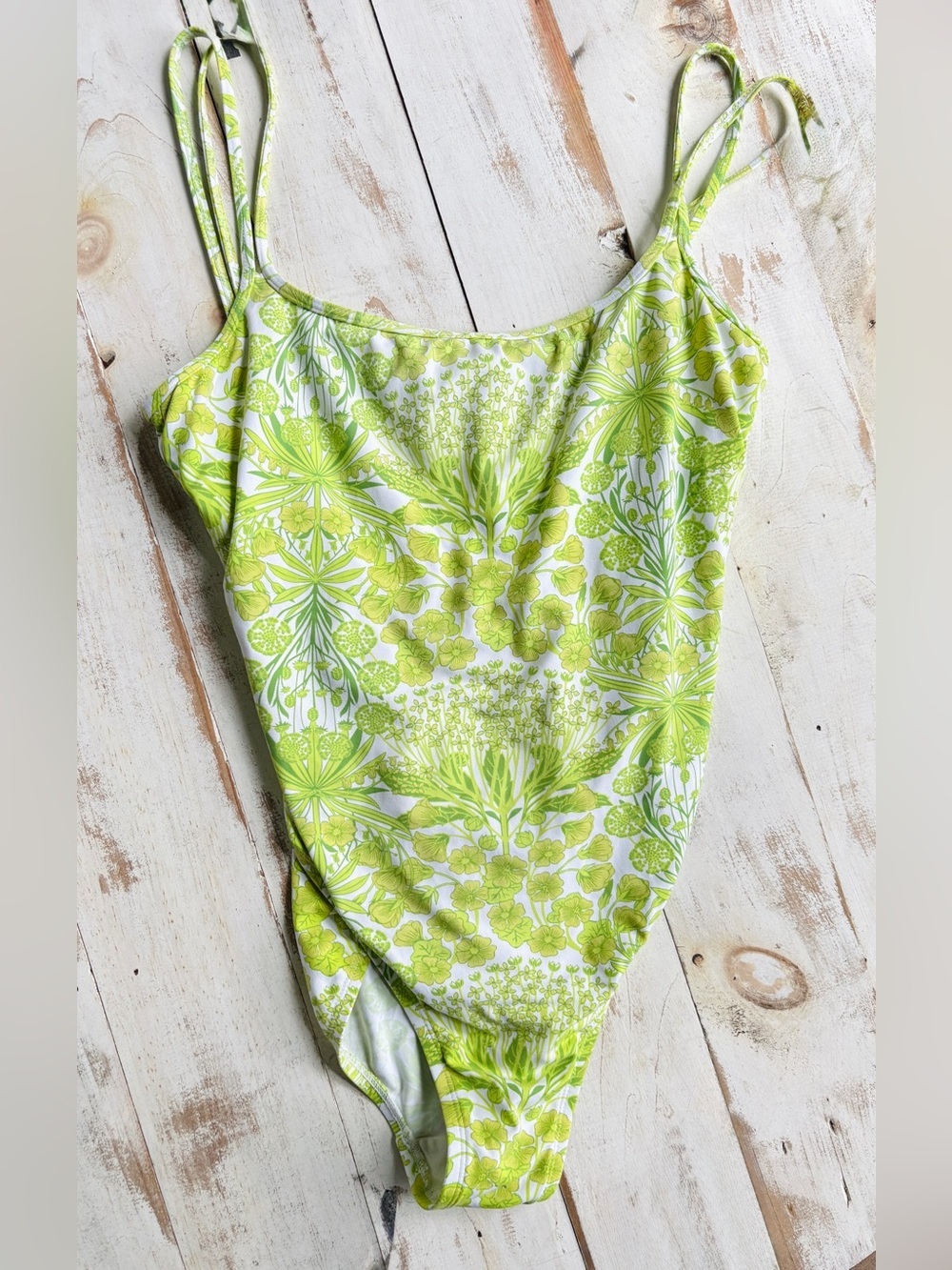 TOMMY HILFIGER swimsuit one piece tropical resort beach vacation green sz 10 EUC